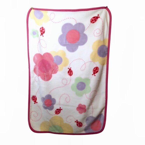 Baby Connection Floral Ladybug Throw Blanket 30" X 44" - Picture 1 of 5